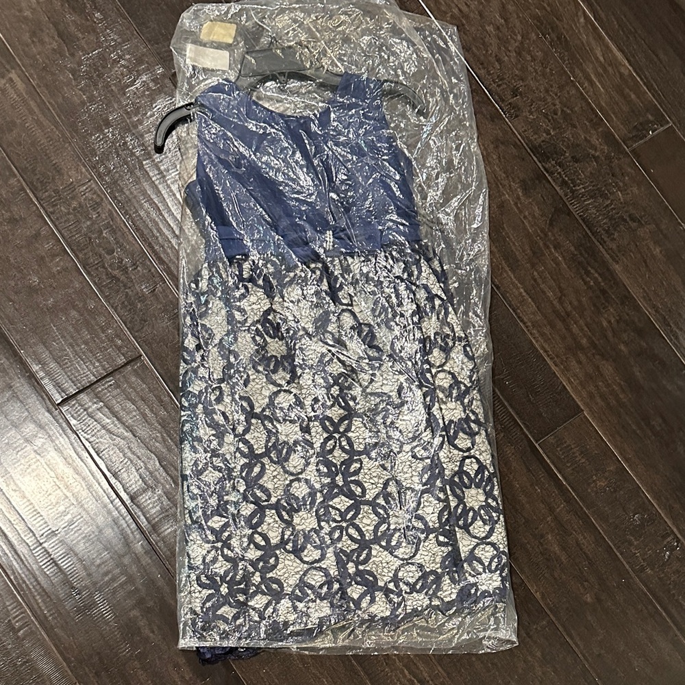 Jayne Copeland Navy and White Kids Formal Dress